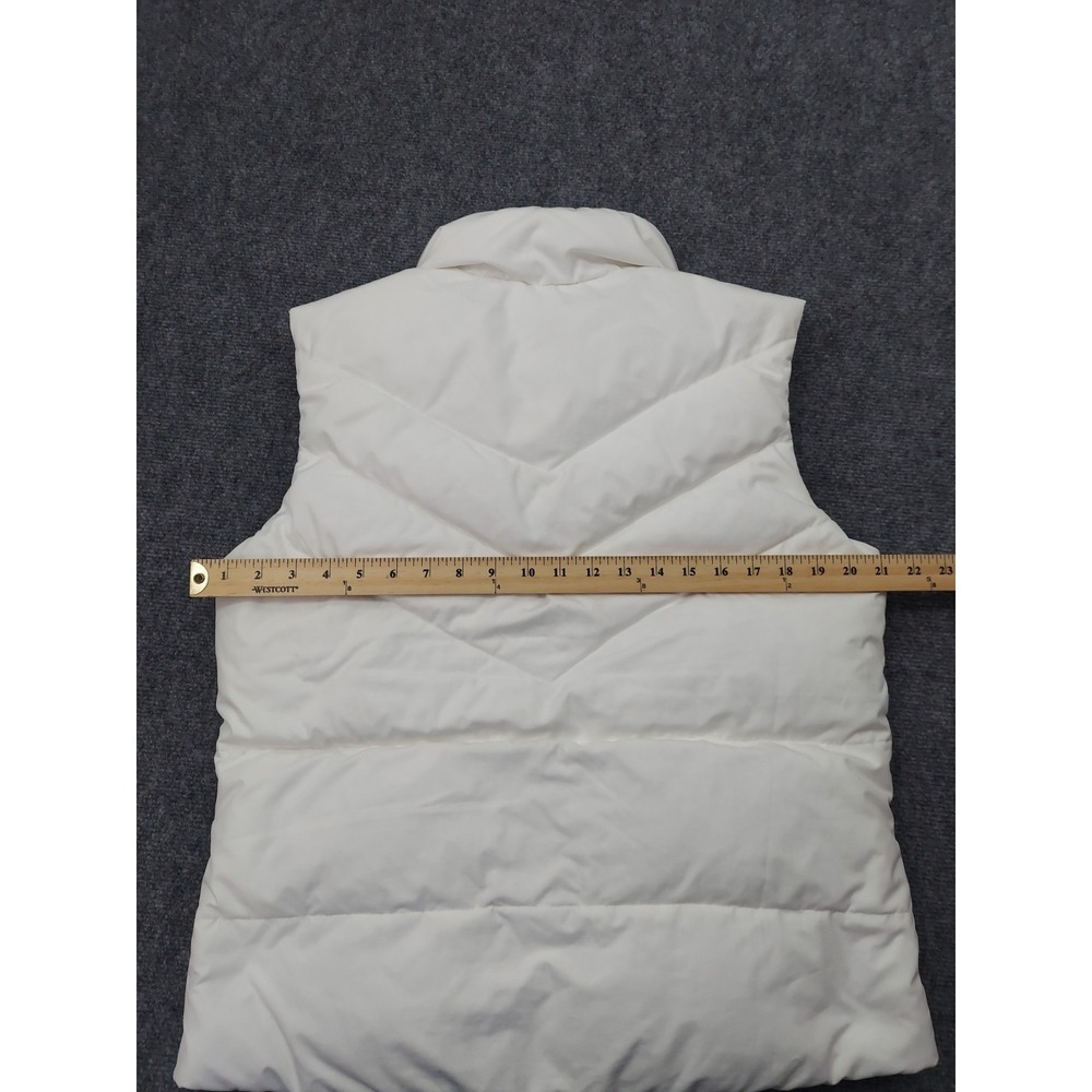 Columbia Down Vest Women Large White Green Full Zip Goose Puffer Mock Neck Zip - Picture 11 of 13